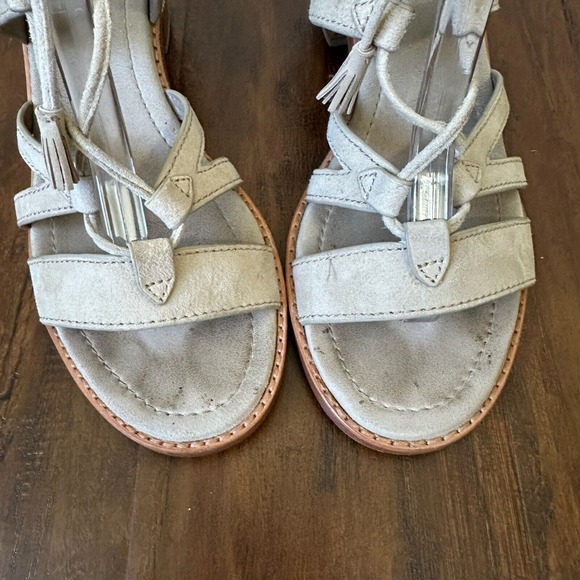 FRYE Brielle Gladiator Lace-Up Sandals Stacked Heel Beige - Picture 3 of 11